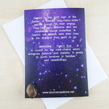 Gemini Zodiac Card with Tigers Eye Birthstone Crystal