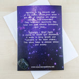 Aquarius Zodiac Card with Moss Agate Birthstone Crystal