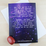 Aries Zodiac Card with Red Jasper Birthstone Crystal