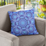 Azure Harmony Mandala Pillow