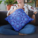 Azure Harmony Mandala Pillow
