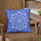 Azure Harmony Mandala Pillow