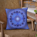 Azure Shield Mandala Pillow