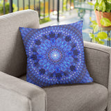 Azure Shield Mandala Pillow
