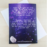 Cancer Zodiac Card with Rose Quartz Birthstone Crystal