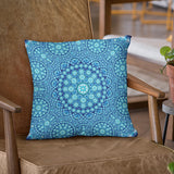 Cellular Star Blue Mandala Pillow