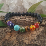 Crystal Lavabead Chakra Bracelet