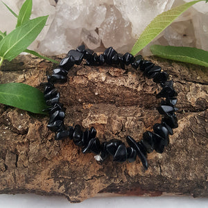 Crystal Chip Bracelet - Black Obsidian
