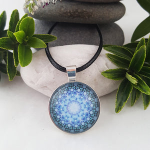 Stellar Cascade Blue Mandala Pendant