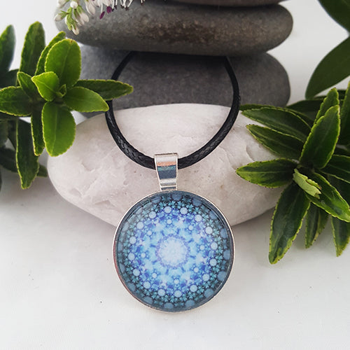 Stellar Cascade Blue Mandala Pendant