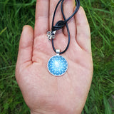 Stellar Cascade Blue Mandala Pendant