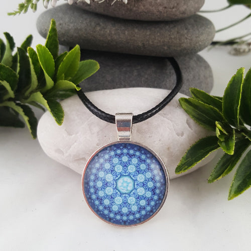 Cellular Star Blue Mandala Pendant