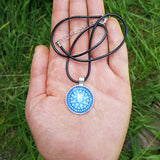 Cellular Star Blue Mandala Pendant
