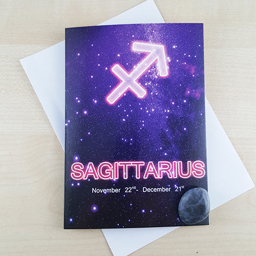 Saggitarius Zodiac Card with Sodalite Birthstone Crystal