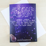 Scorpio Zodiac Card with Amethyst Birthstone Crystal