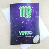 Virgo Zodiac Card with Amazonite Birthstone Crystal